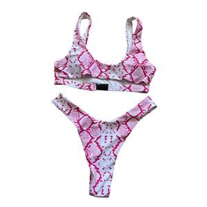 Shein Bikini Reptile Pink Buckle Strap S